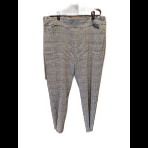 George Womens Plus Size 2X 18-20W Black & White Houndstooth Plaid Stretchy Pants